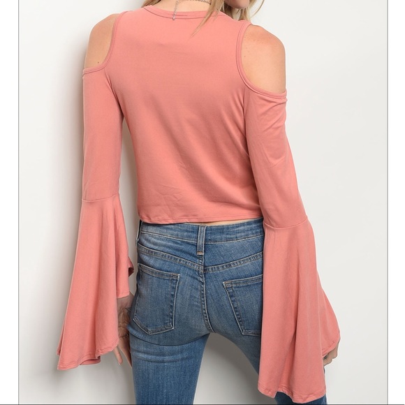 LAST Mauve Cold Shoulder Crop Top 03013 - Picture 3 of 3